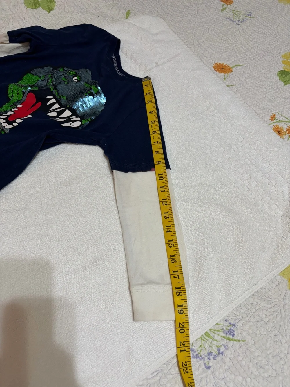 Carter's Navy Long-Sleeve Dino Sequin Layered Look Tee(4)